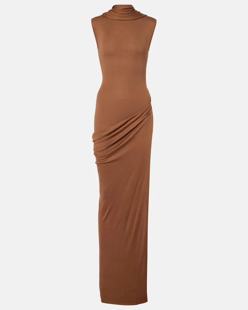 Aya Muse Maxikleid Nou aus einem Seidengemisch Braun