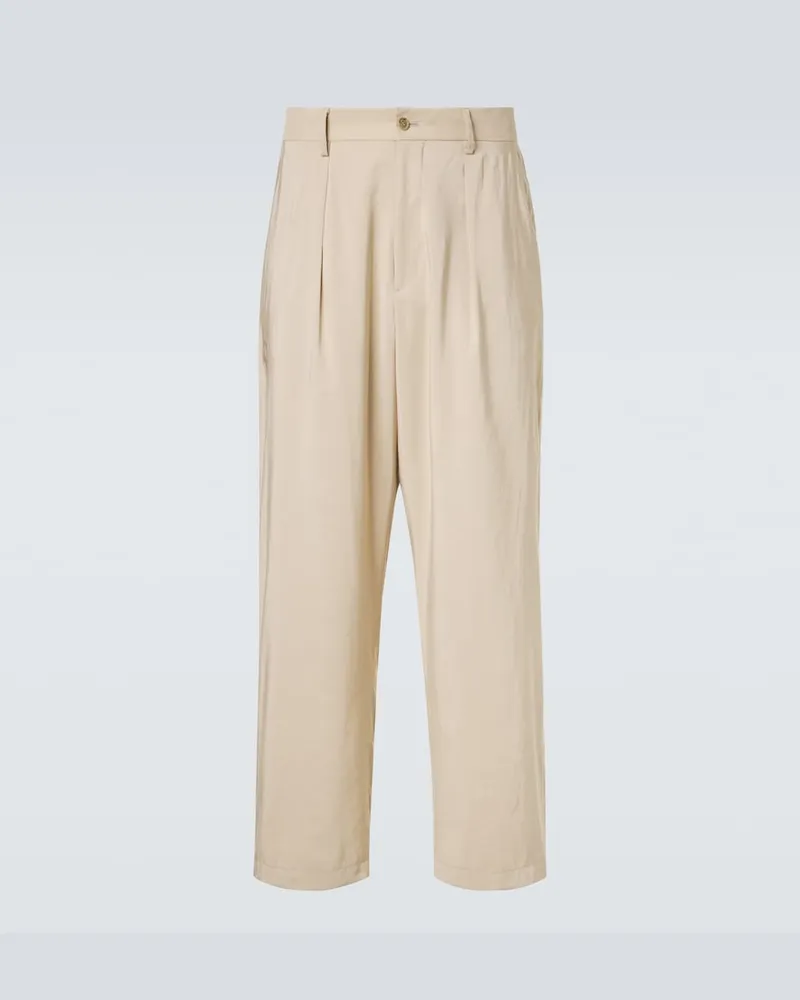 Giorgio Armani Gerade Hose aus einem Seidengemisch Beige