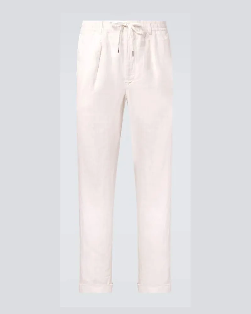 Ralph Lauren Gerade Hose aus Leinen Weiß