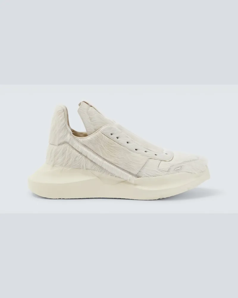 Rick Owens High-Top Sneakers aus Kalbshaar Weiß
