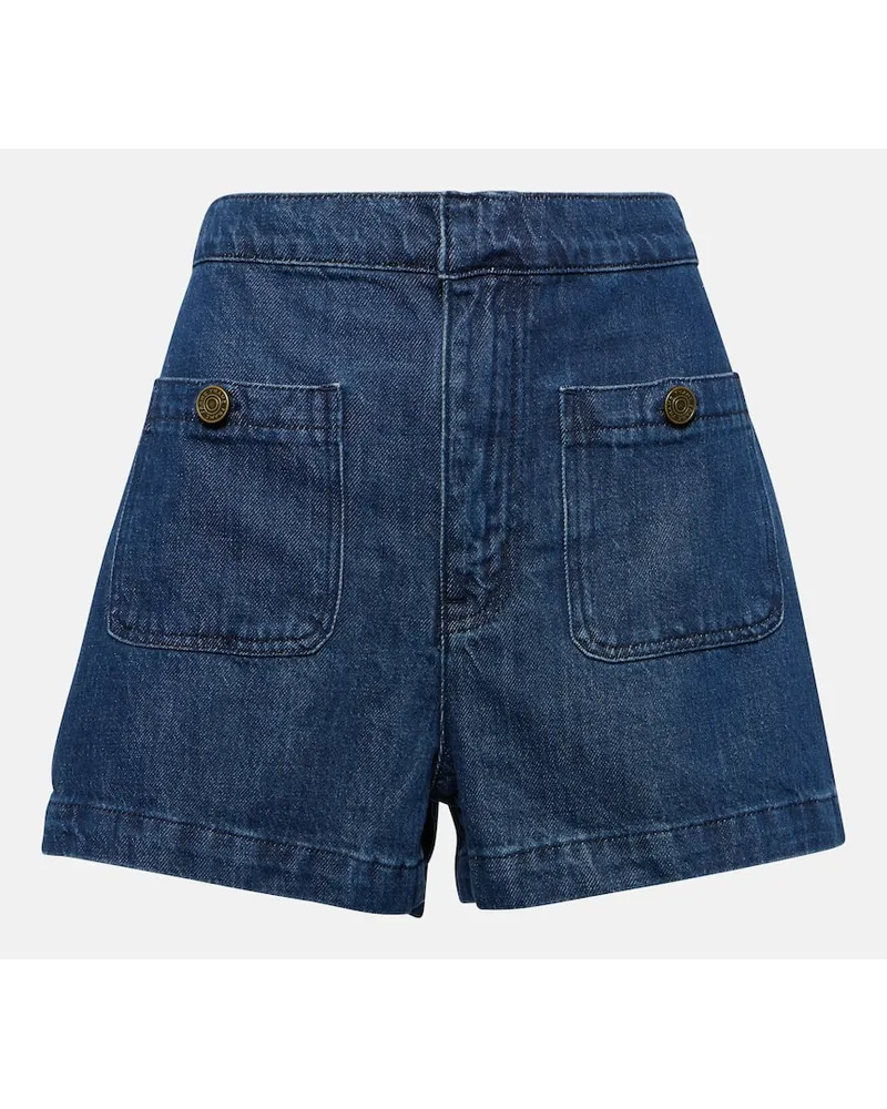 Frame Denim Jeansshorts Patch Pocket Trouser Blau