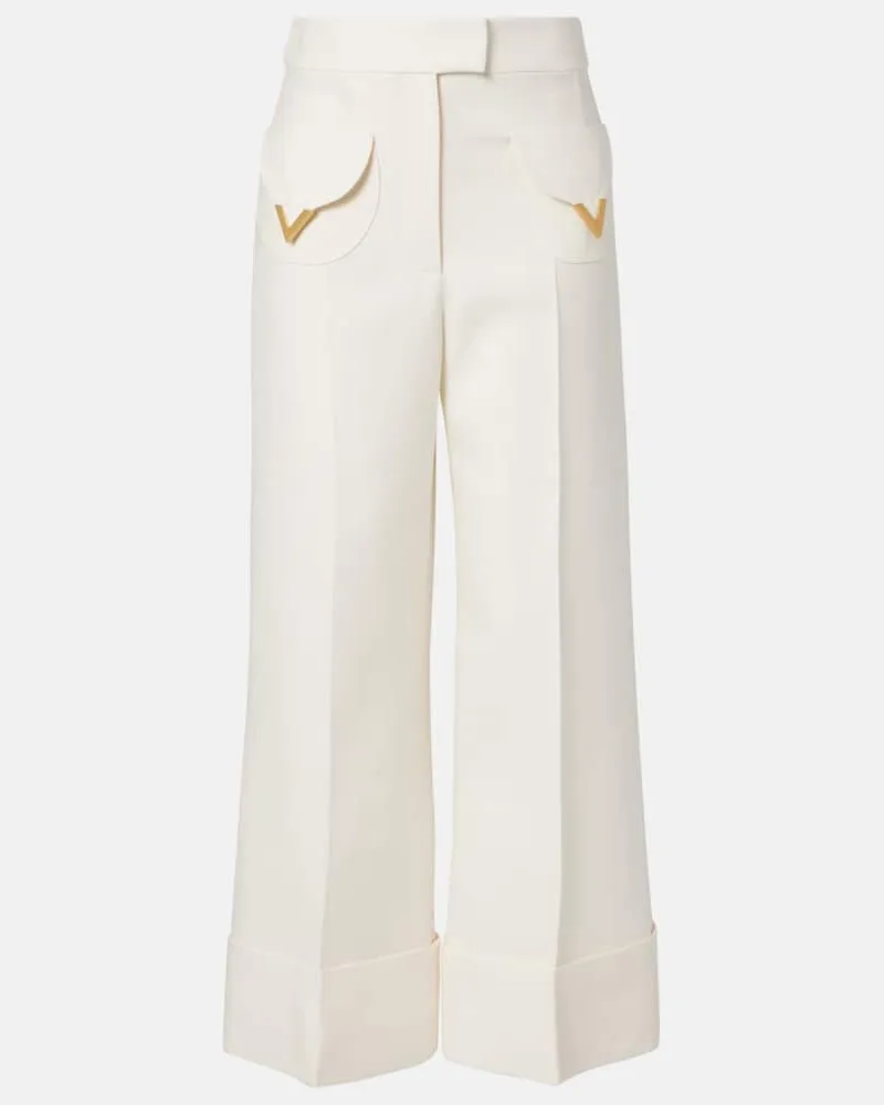 Valentino Garavani Weite Hose aus Crepe Couture Weiß