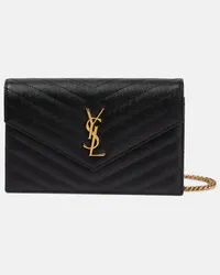 Saint Laurent Portemonnaie mit Kettenriemen Cassandre Envelope Schwarz