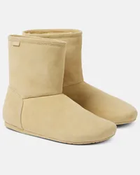 Loewe Ankle Boots VLogo aus Veloursleder Beige