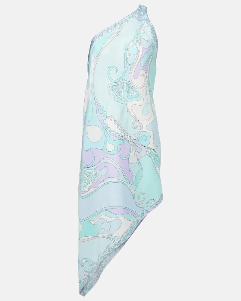 Emilio Pucci Minikleid Orchidee aus Seiden-Twill Blau
