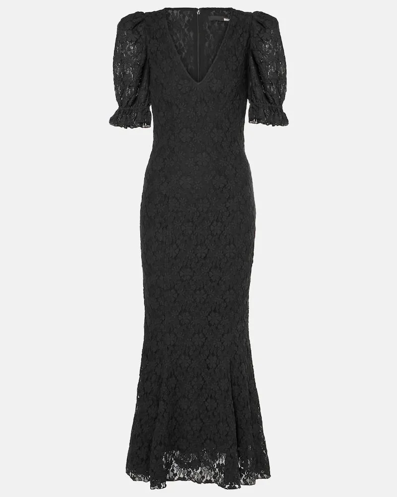 ROTATE Birger Christensen Midikleid aus Spitze Schwarz