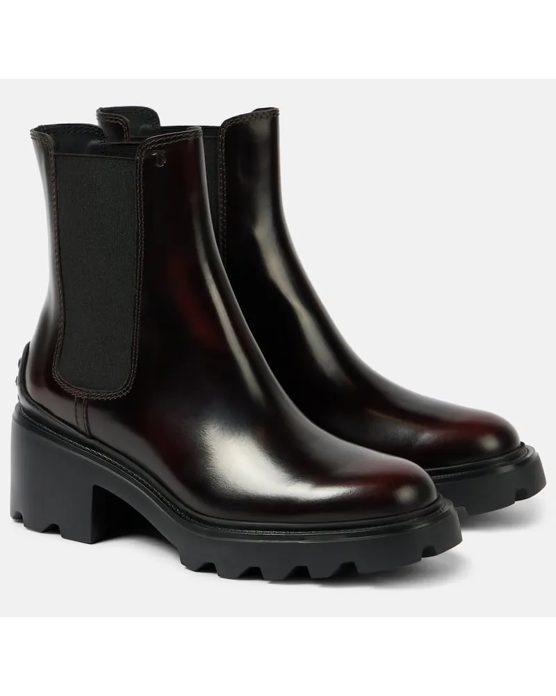 TOD'S Chelsea Boots aus Leder Burgund