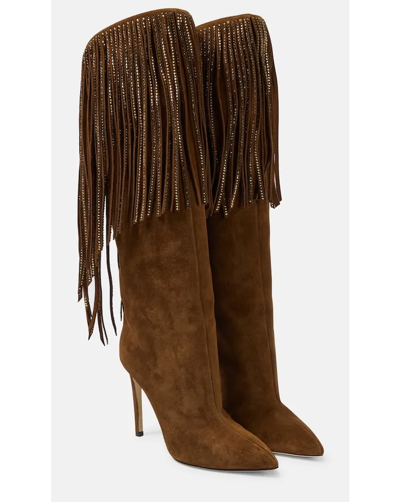 Paris Texas Verzierte Stiefel aus Veloursleder Braun