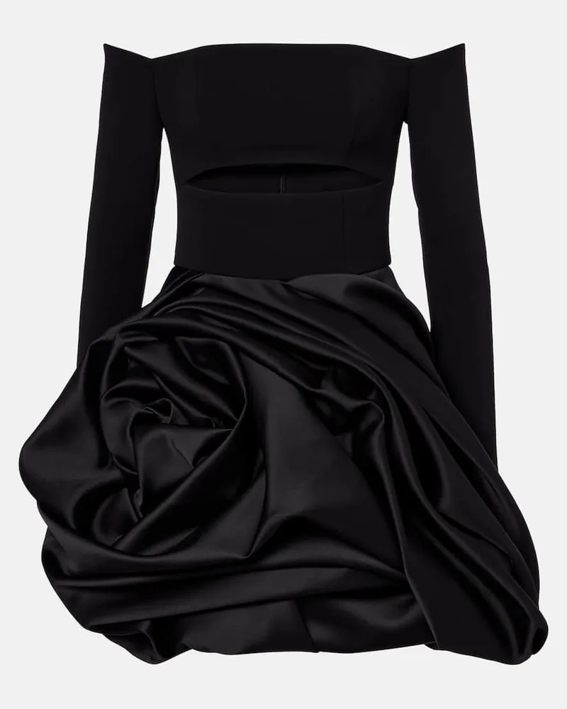 Carolina Herrera New York Off-Shoulder-Minikleid aus Satin Schwarz