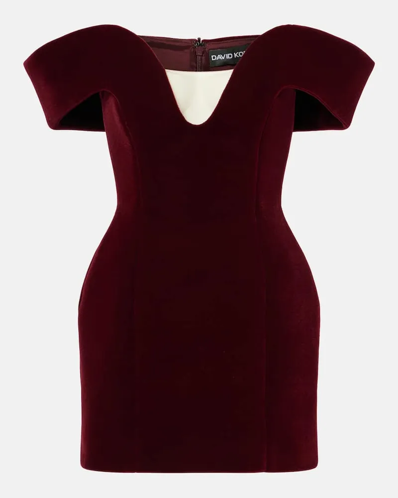 David Koma Off-Shoulder-Minikleid aus Samt Burgund