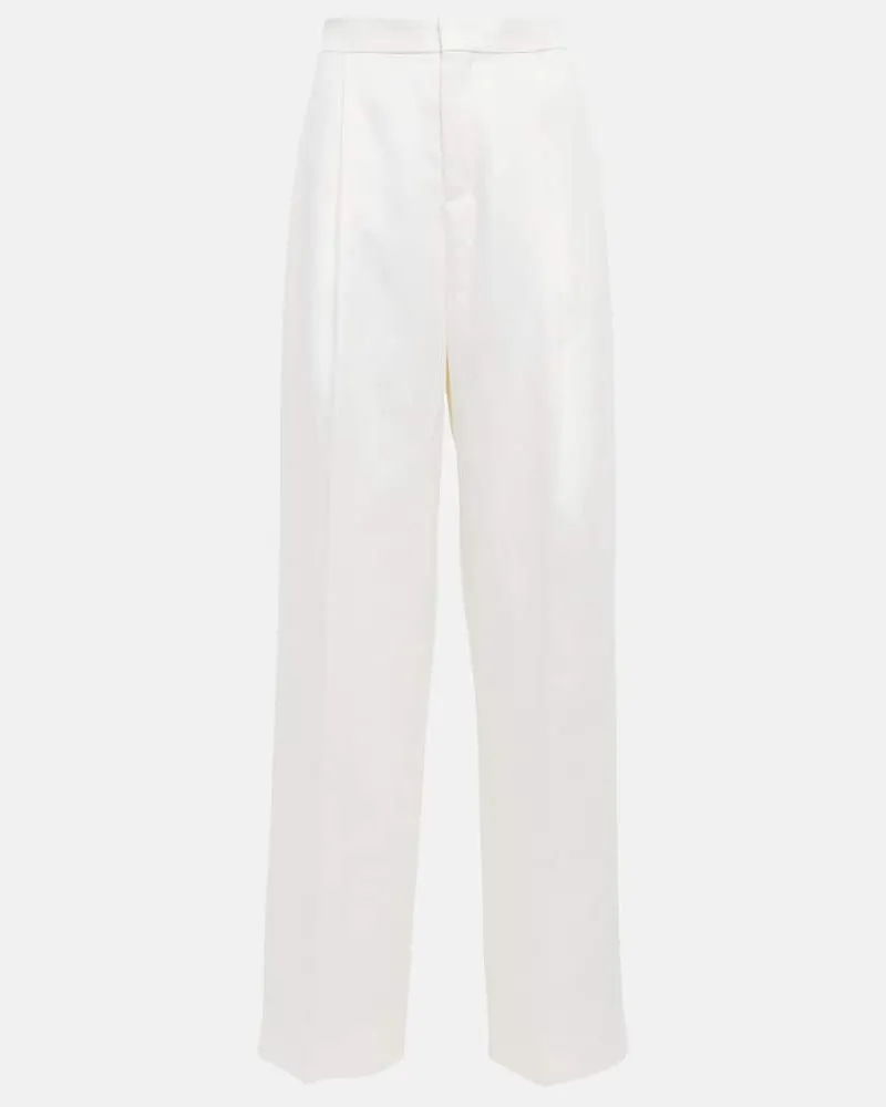 Chloé Chloé Gerade Mid-Rise-Hose aus Leinen Weiß
