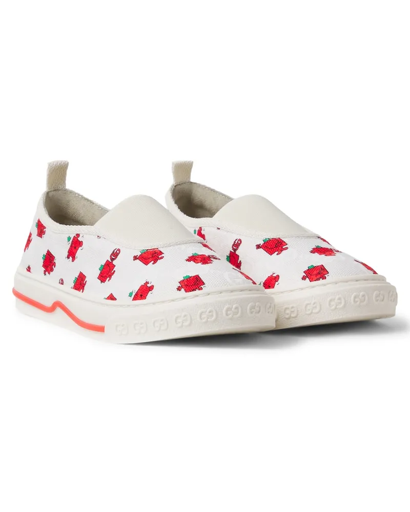 Gucci Bedruckte Slip-Ons Weiß
