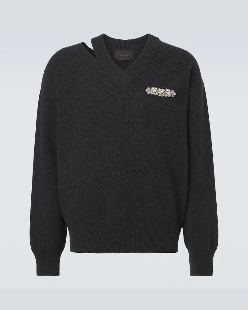 Simone Rocha Verzierter Pullover aus einem Wollgemisch Grau