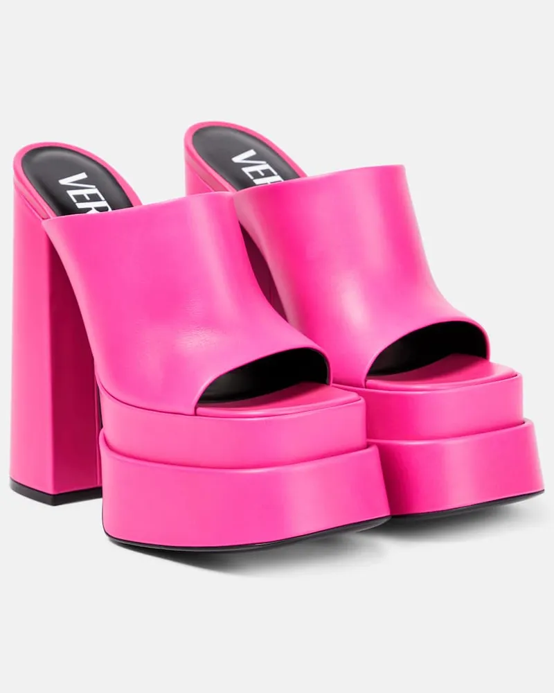 Versace Plateau-Pantoletten aus Leder Rosa