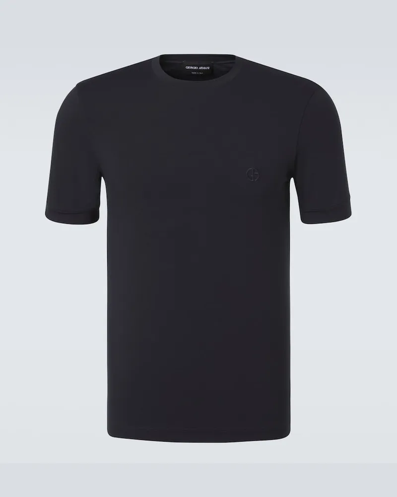 Giorgio Armani T-Shirt aus Baumwoll-Jersey Blau