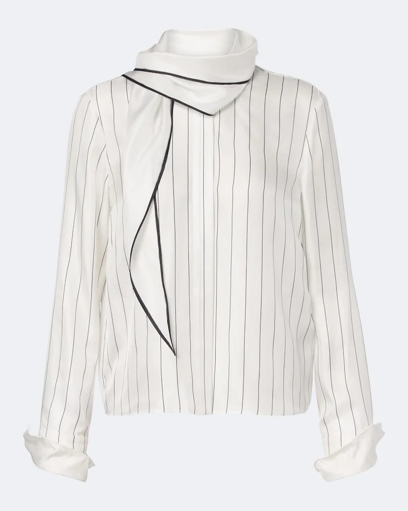 Dorothee Schumacher Bluse Stripes With A Twist aus Seiden-Twill Weiß
