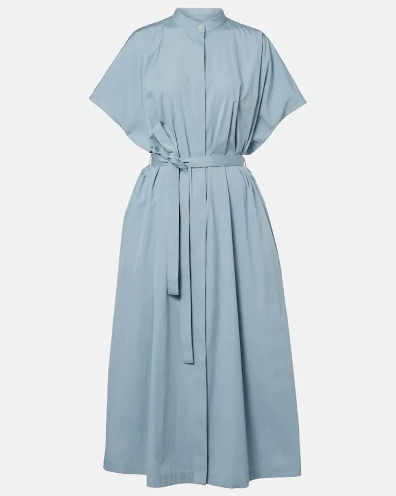 Jil Sander Hemdblusenkleid aus Baumwollpopeline Blau