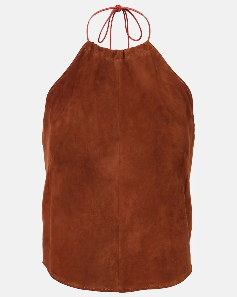 Stouls Top aus Veloursleder Braun