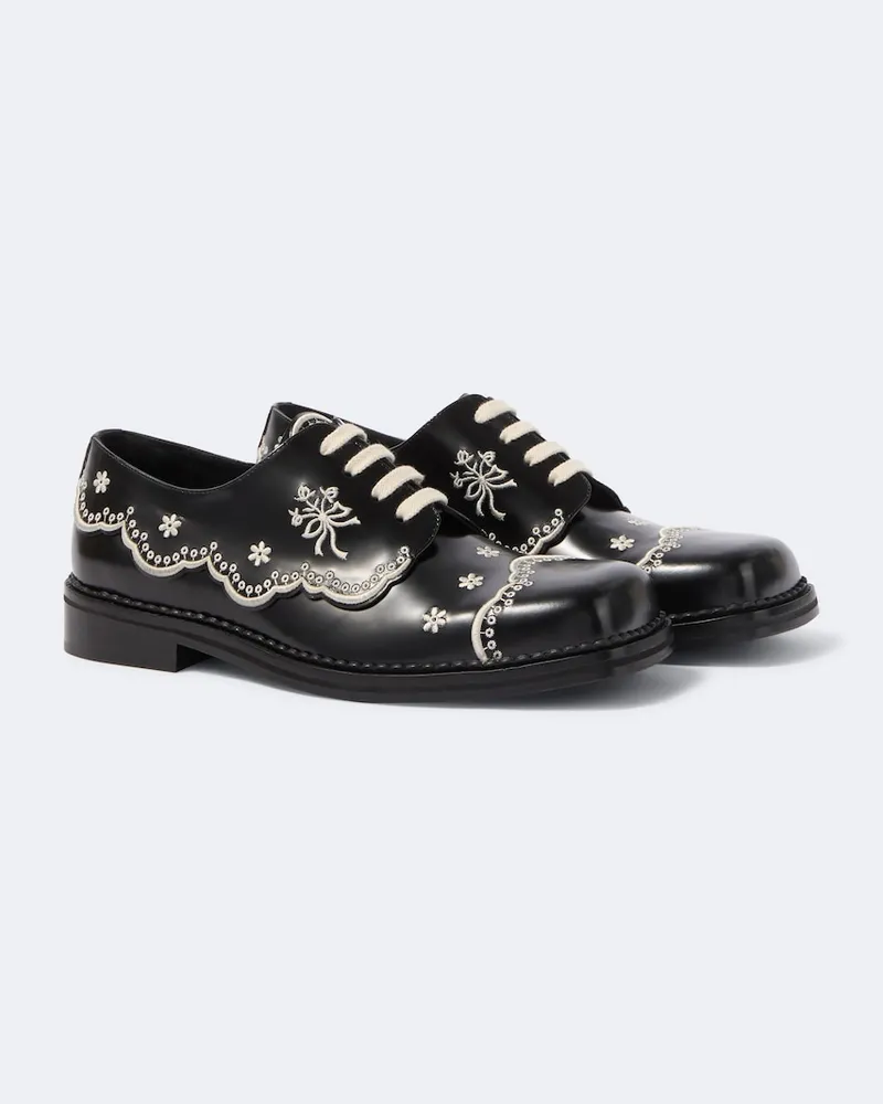 Simone Rocha Bestickte Brogues aus Leder Schwarz