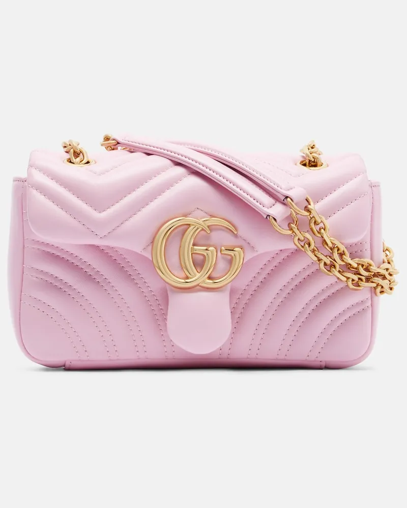 Gucci Schultertasche GG Marmont Small aus Leder Rosa
