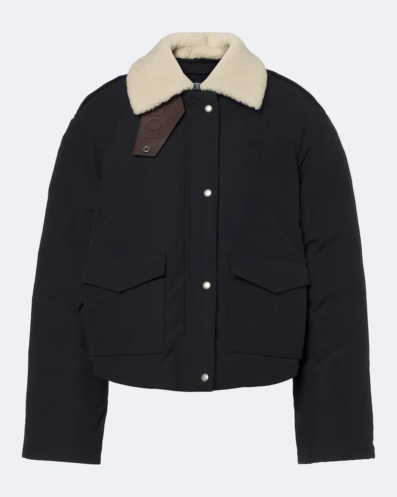 Loewe Wattierte Jacke mit Shearling Schwarz