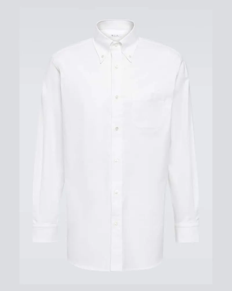 Loro Piana Oxford-Hemd Agui aus Baumwollpopeline Weiß