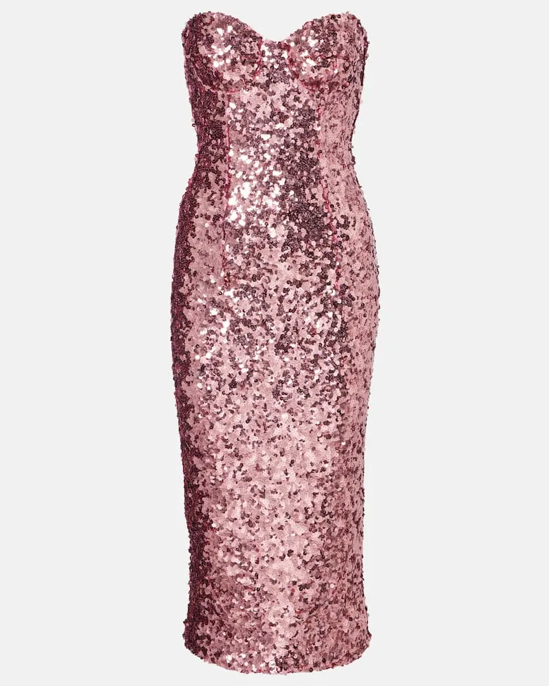 Dolce & Gabbana Bustier-Kleid mit Pailletten Rosa