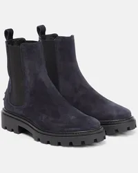 TOD'S Chelsea Boots aus Veloursleder Blau