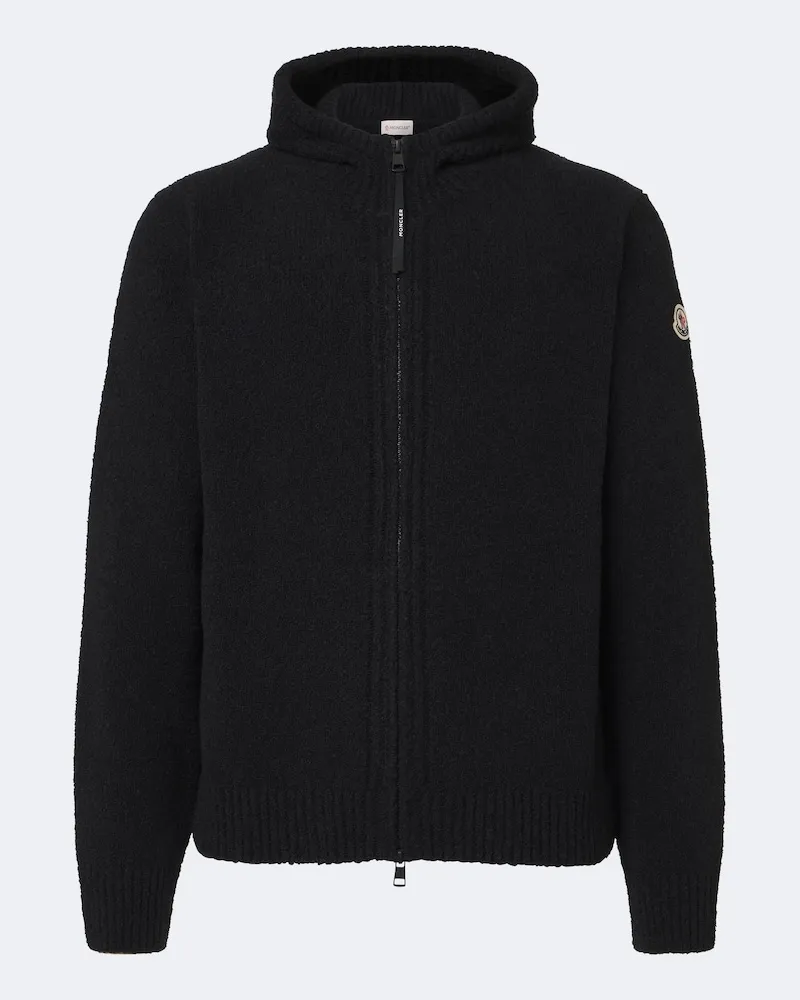 Moncler Kapuzenjacke aus Bouclé Schwarz
