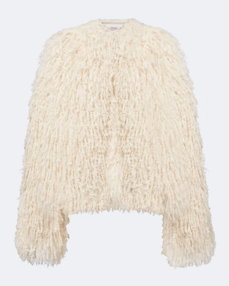 Fendi Jacke aus einem Mohairgemisch Weiß