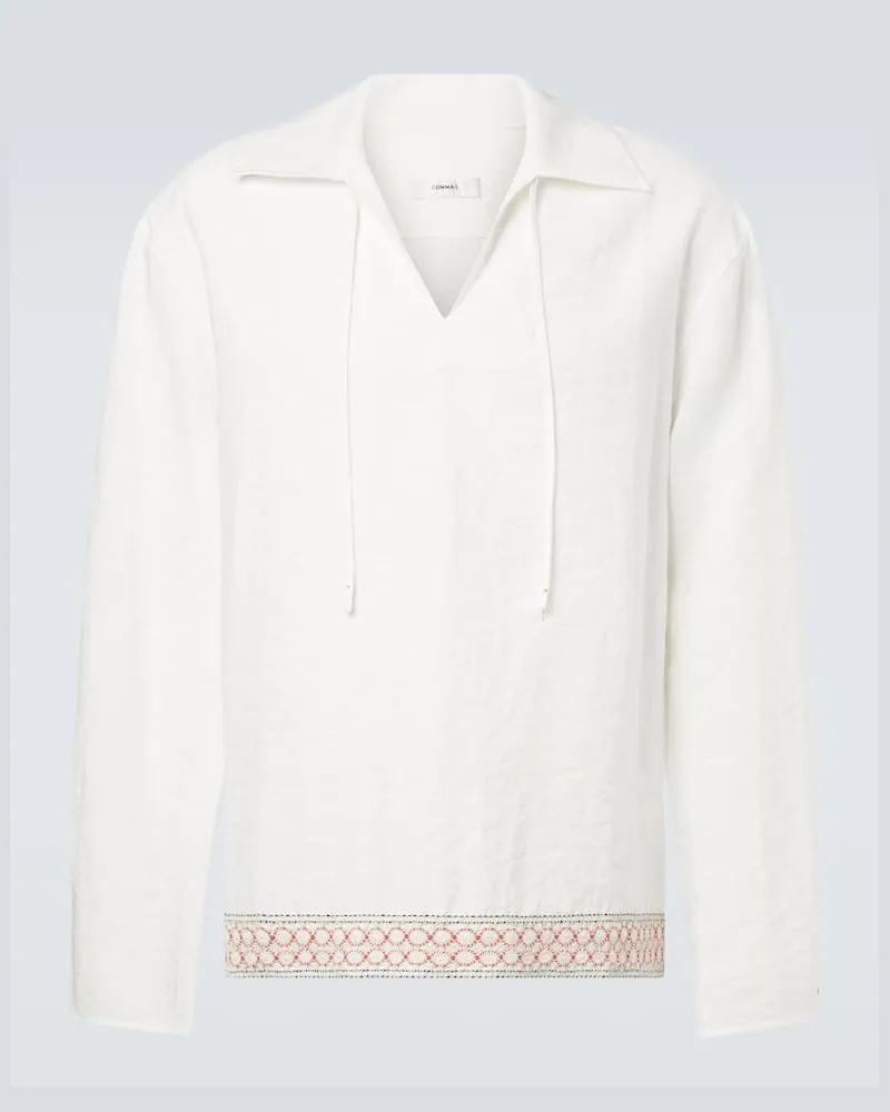 COMMAS Hemd mit Häkelstrick Weiß