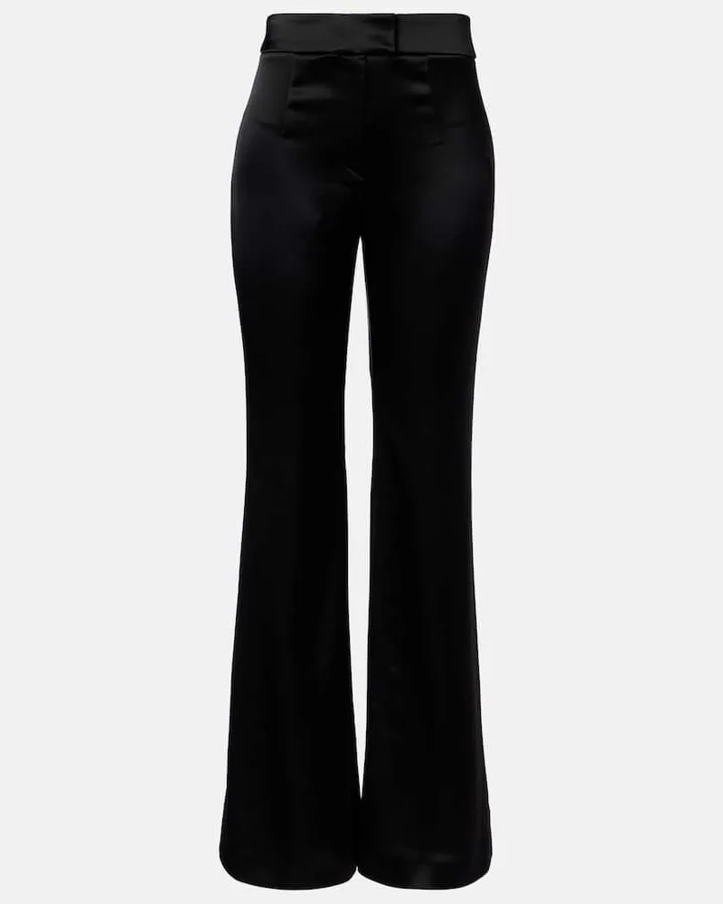 GALVAN High-Rise-Schlaghose Julianne aus Satin Schwarz