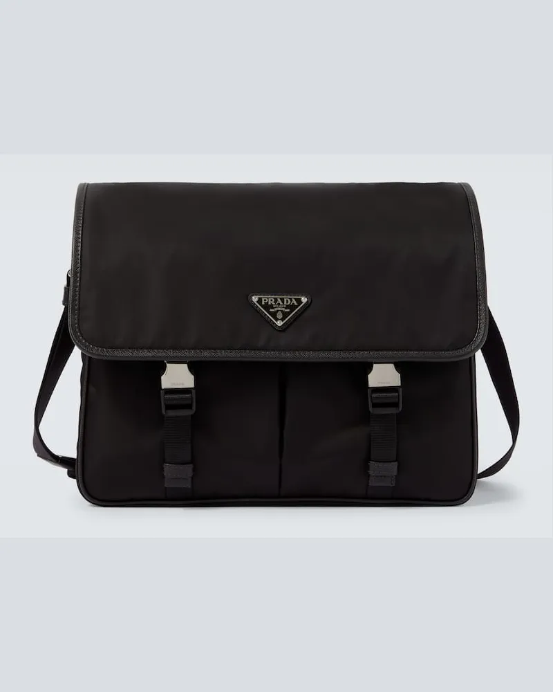 Prada Messenger Bag aus Re-Nylon mit Leder Schwarz