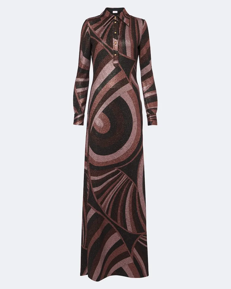 Emilio Pucci Hemdblusenkleid Iride aus Jersey mit Lurex Burgunderrot