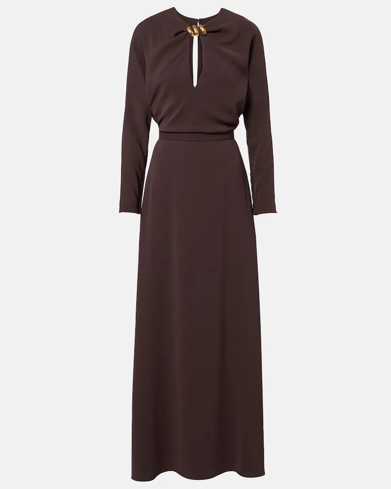 Max Mara Verziertes Maxikleid aus Cady Braun