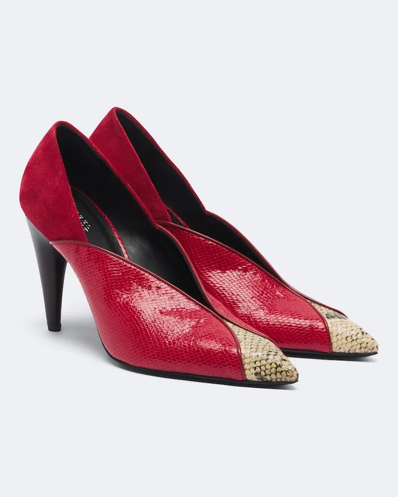 Isabel Marant Pumps Luza aus Leder mit Veloursleder Rot