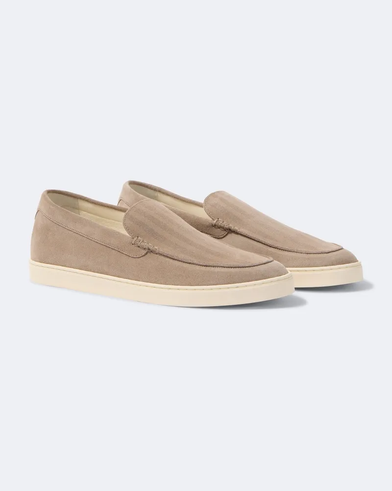 Brunello Cucinelli Slip-Ons Chevron aus Veloursleder Beige