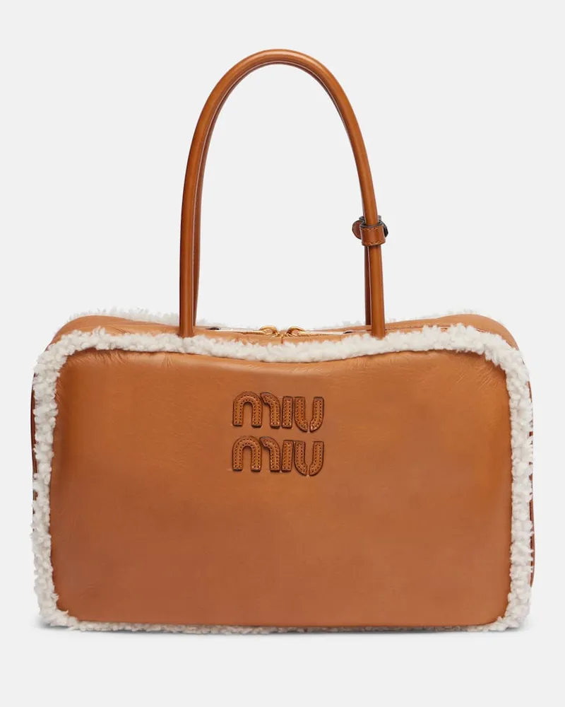 Miu Miu Tote Bag Beau Large aus Leder Braun