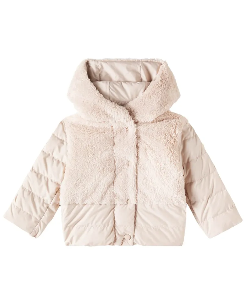 Moncler Baby Daunenjacke mit Faux Fur Pink