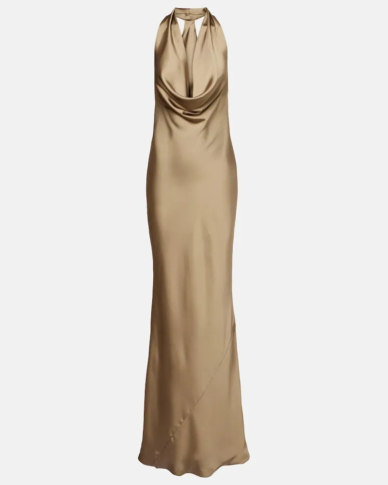 Norma Kamali Robe aus Satin Beige