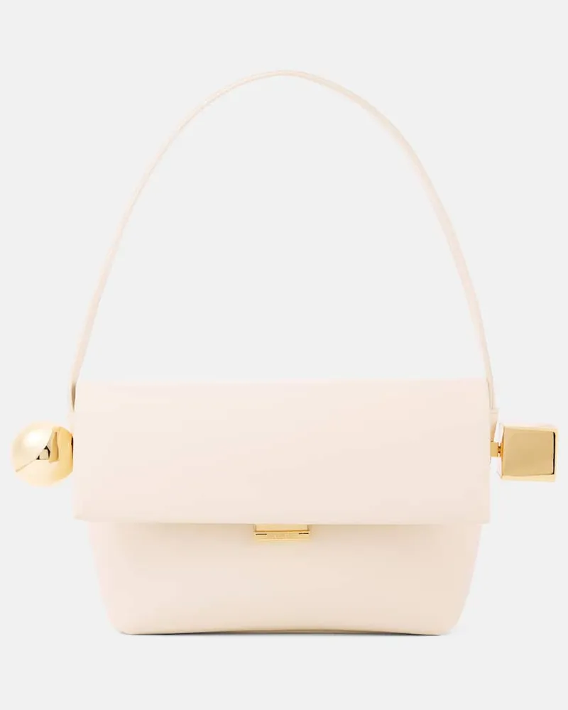 Jacquemus Schultertasche Le Rond Carré aus Leder Nude