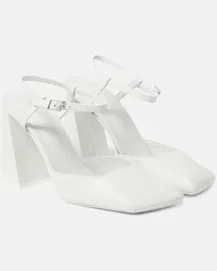 Amina Muaddi Pumps Charlotte 95 aus Leder Weiss