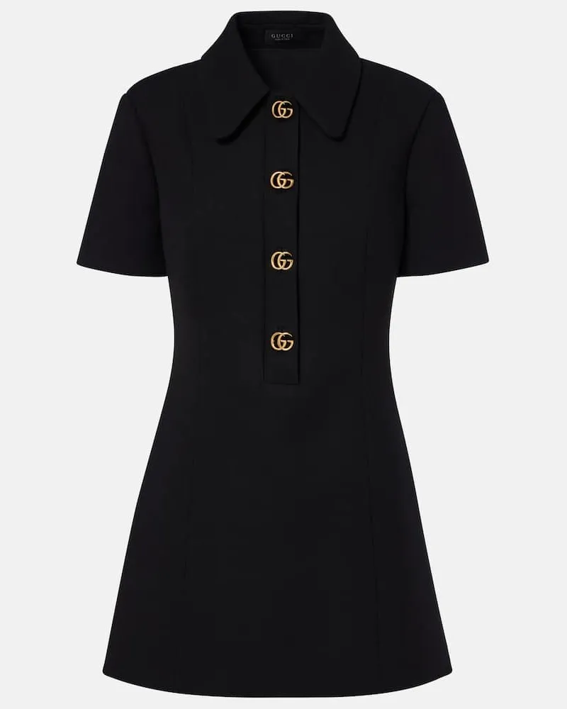 Gucci Minikleid Double G aus Woll-Crêpe Schwarz