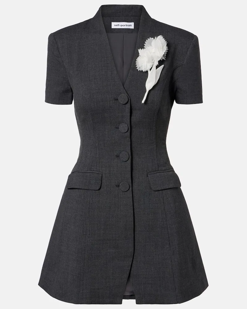 Self-Portrait Minikleid Grau