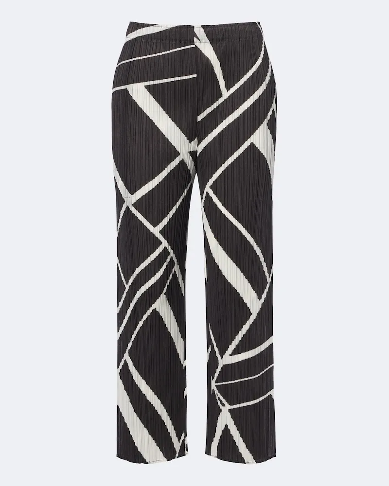 Issey Miyake Bedruckte weite Hose Fold Line Grau