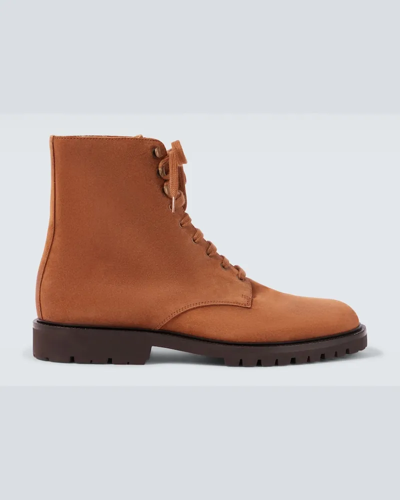 Brunello Cucinelli Schnürstiefel aus Veloursleder Braun