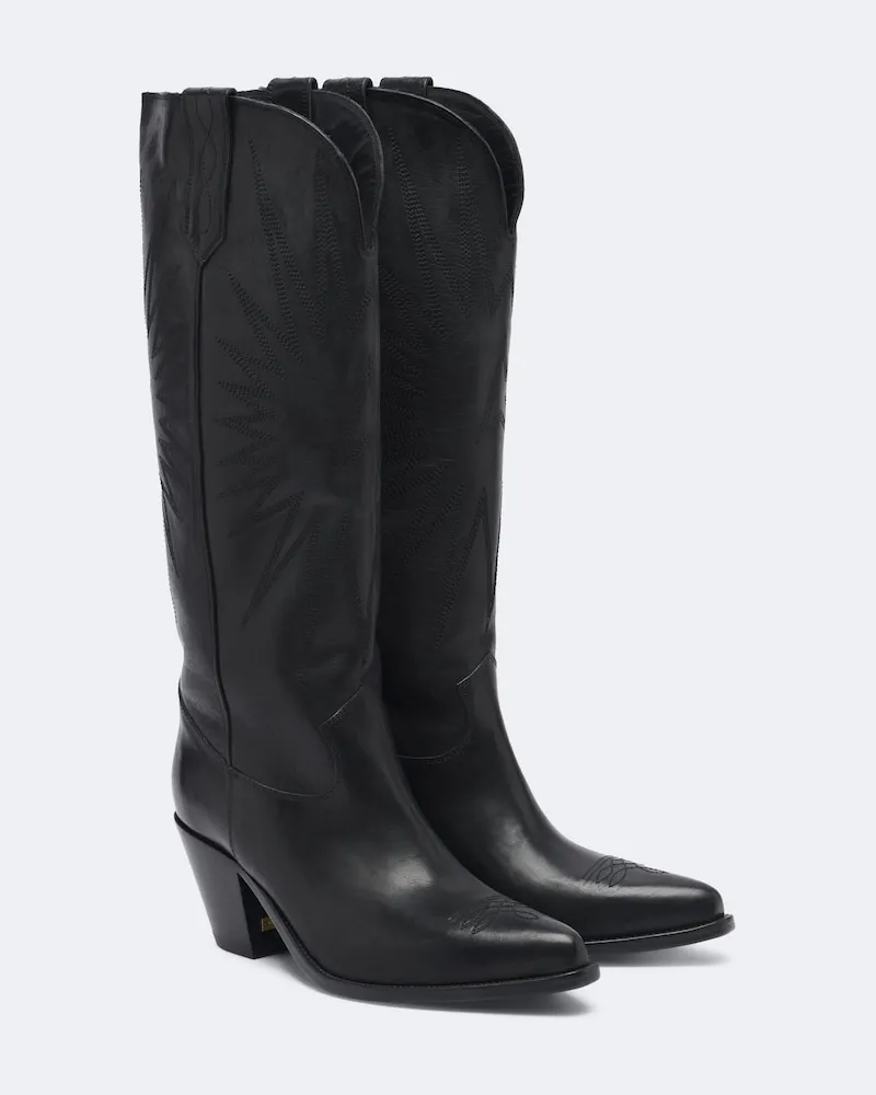 Golden Goose Cowboystiefel 70' Wish Star aus Leder Schwarz