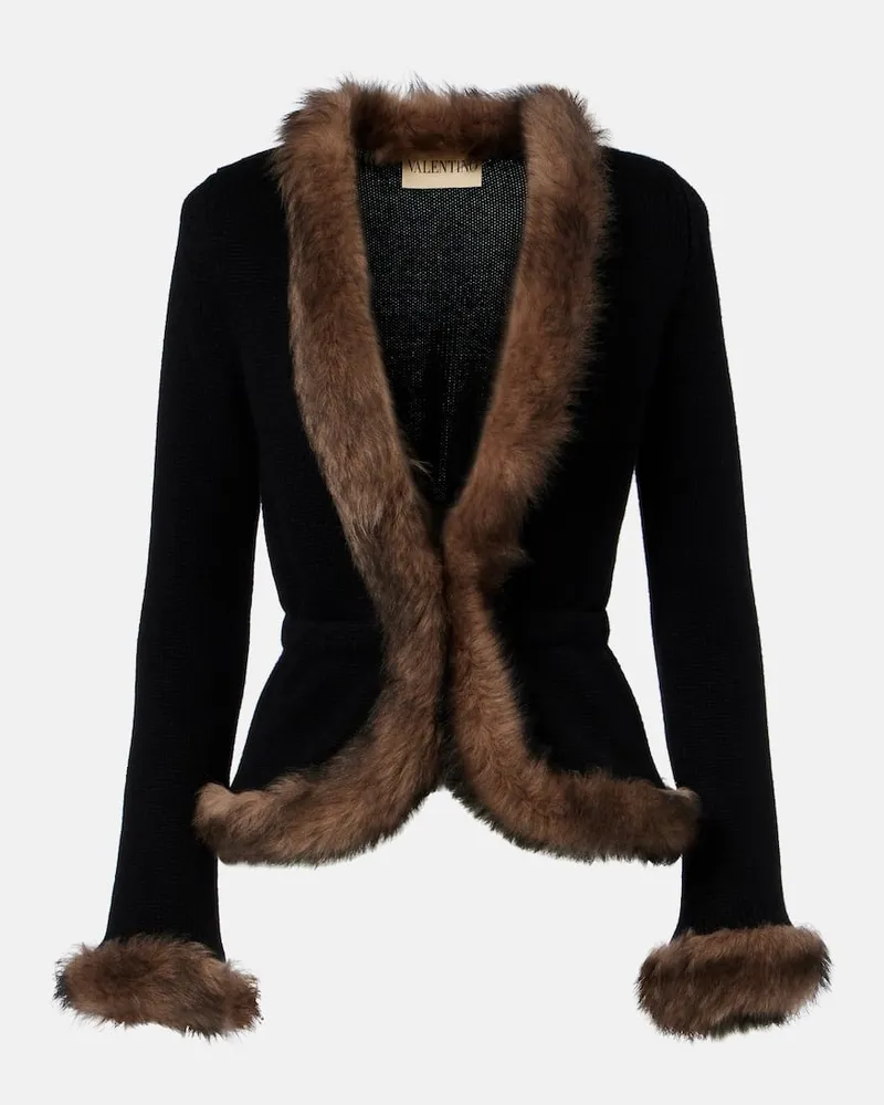 Valentino Garavani Jacke aus Kaschmir mit Shearling Schwarz