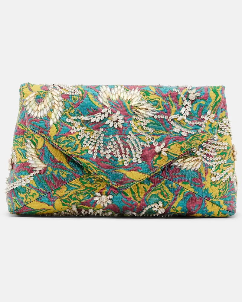 Dries van Noten Clutch Envelope Small aus Jacquard Gelb