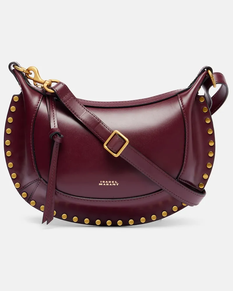 Isabel Marant Schultertasche Oskan Moon Small aus Leder Burgunderrot